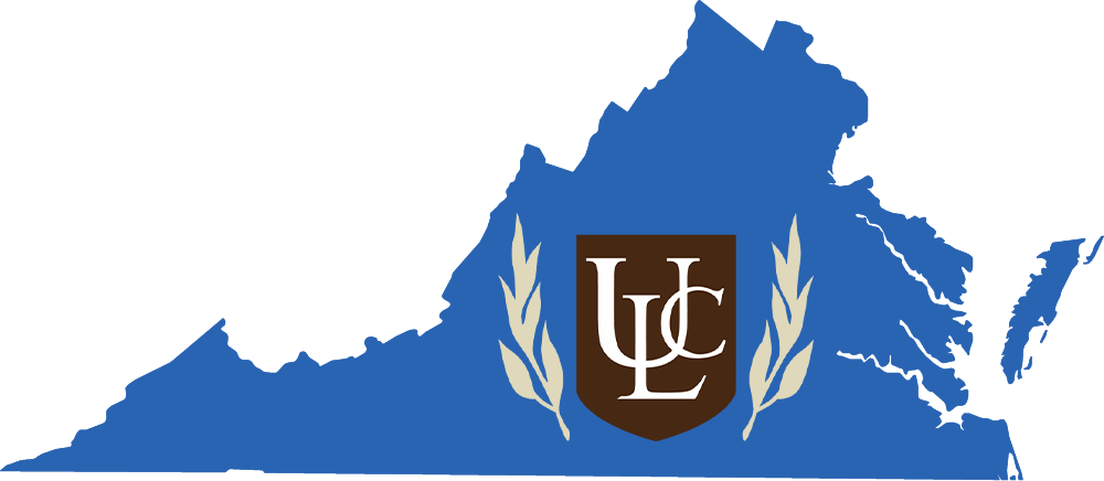 An outline of Virginia with the ULC logo