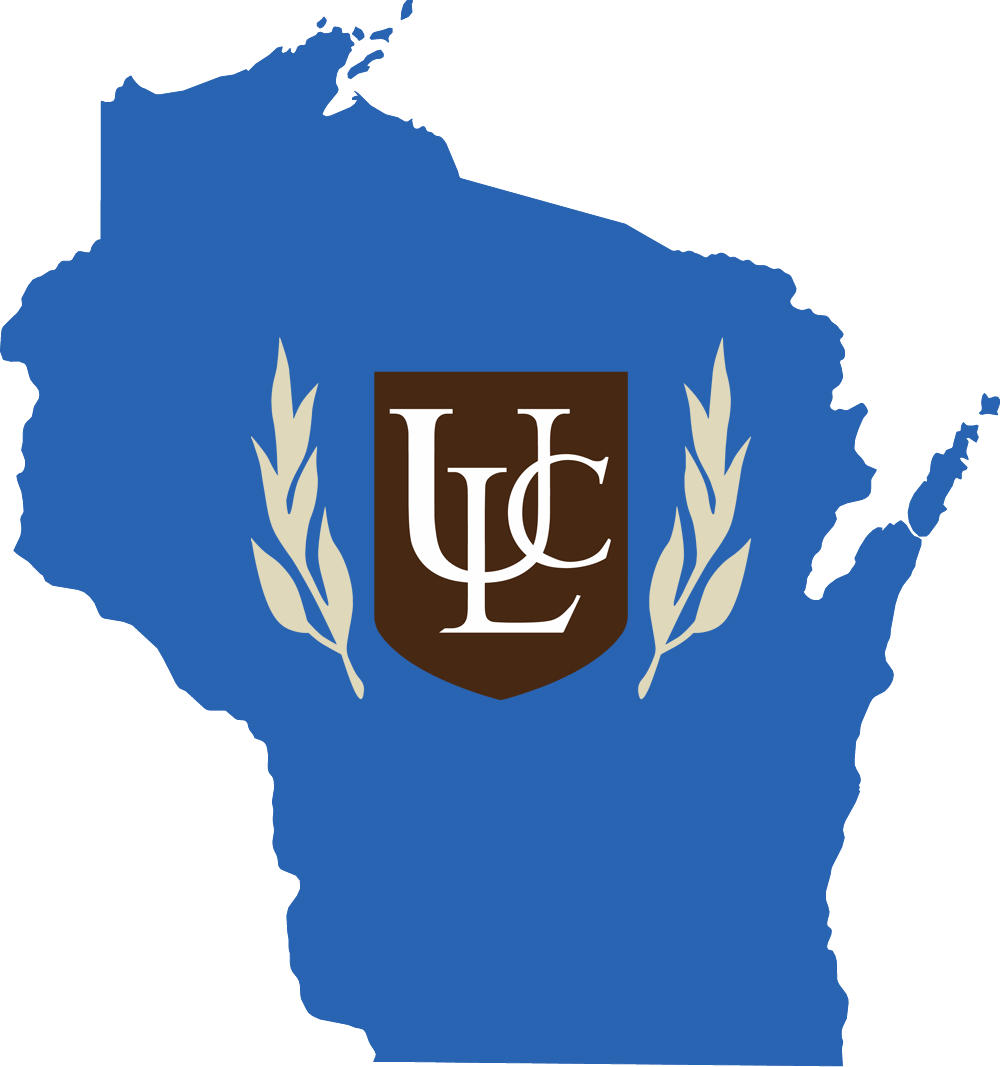 An outline of Wisconsin with the ULC logo