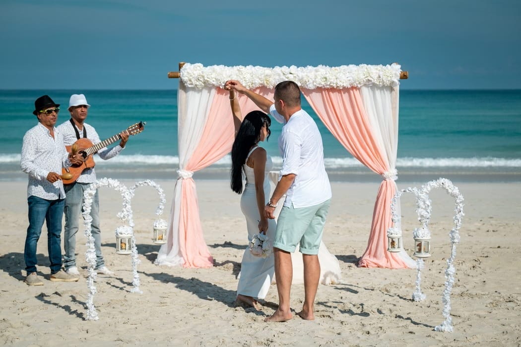 A happy couple getting married in Florida