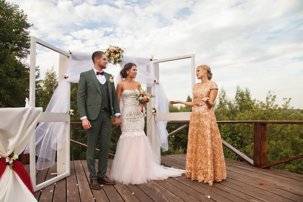 A happy couple getting married in Georgia