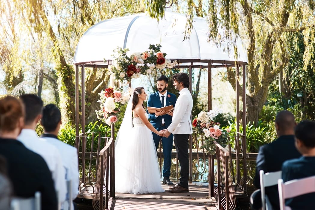 A happy couple getting married in Ohio