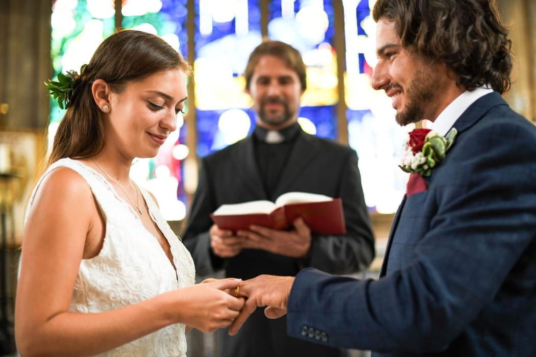 A happy couple getting married in Texas
