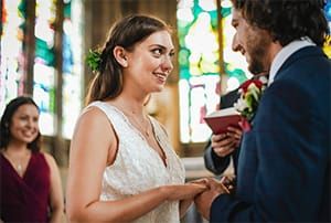 Wedding Couple Exchange Vows With Ordained Minister