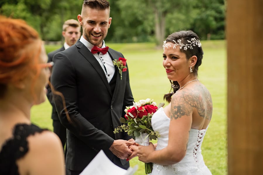 A groom with his bride ready for their union.