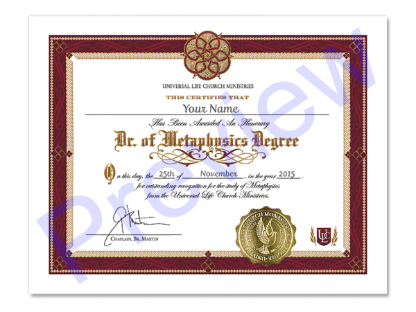 Doctor of Metaphysics Degree