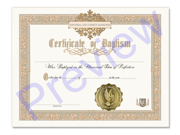 Holy Baptism Certificate