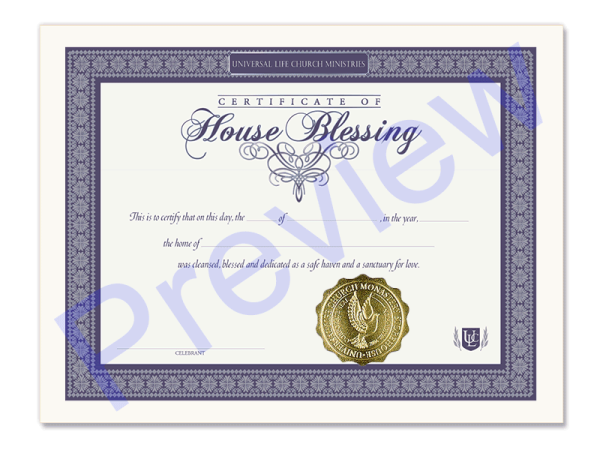 Home Blessing Certificate