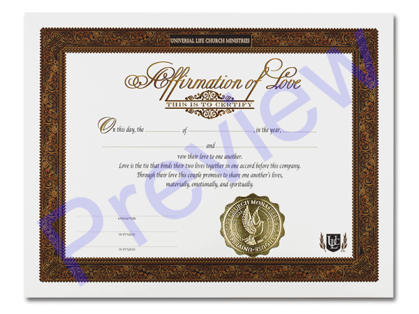 Love Affirmation Certificate