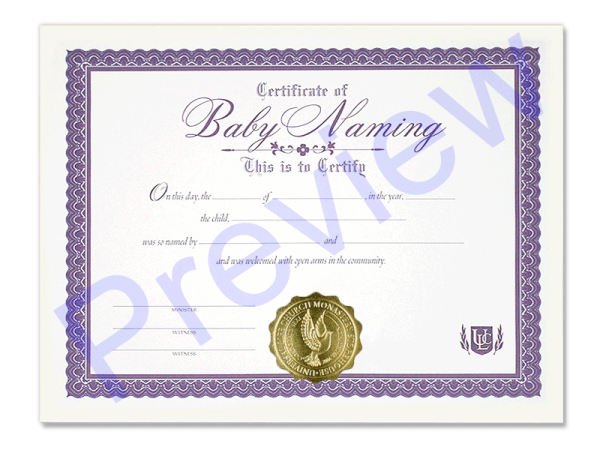 Newborn Naming Certificate