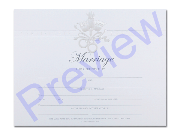 Wedding Certificate - Pearly Dove