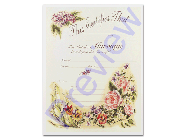 Wedding Certificate - Vintage Floral