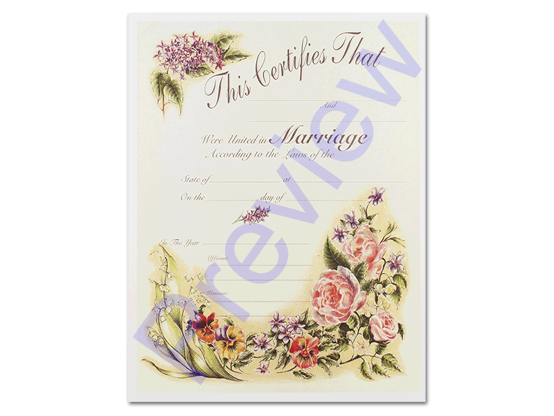 Wedding Certificate Vintage Floral Universal Life Church
